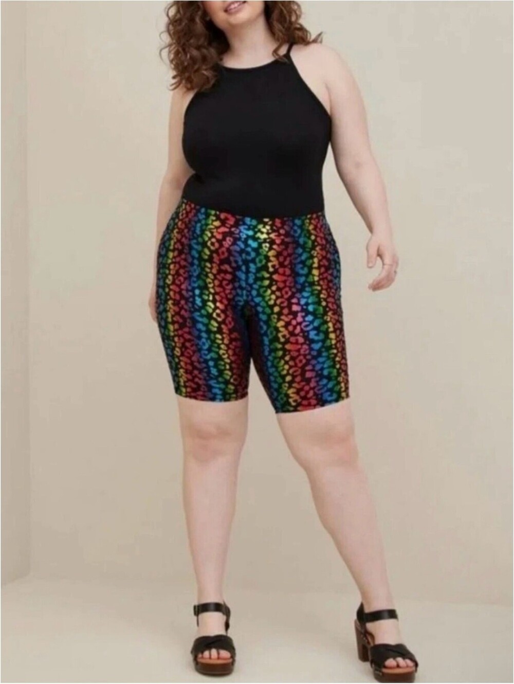Torrid Rainbow Leopard Print High Rise Bike Shorts 2X